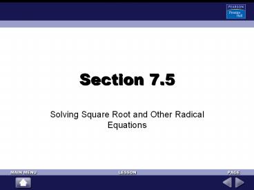 Solving Square Root and Other Radical Equations
