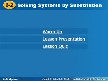 Solving Systems by Substitution