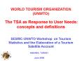 WORLD TOURISM ORGANIZATION (UNWTO)  The TSA as Response to User Needs: concepts and definitions  SESRIC-UNWTO Workshop on Tourism Statistics and the Elaboration of a Tourism Satellite Account PowerPoint PPT Presentation