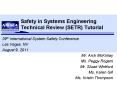Safety in Systems Engineering Technical Review (SETR) Tutorial PowerPoint PPT Presentation