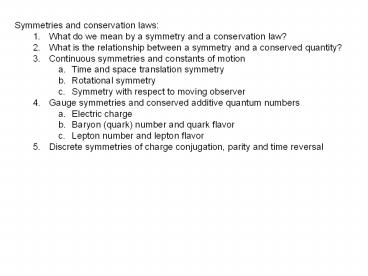 Symmetries and conservation laws: