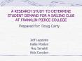 A RESEARCH STUDY TO DETERMINE STUDENT DEMAND FOR A SAILING CLUB AT FRANKLIN PIERCE COLLEGE PowerPoint PPT Presentation