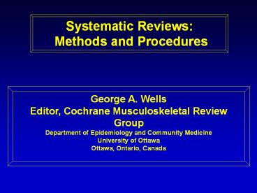 Systematic Reviews: