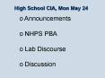 High School CIA, Mon May 24 PowerPoint PPT Presentation