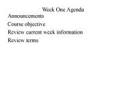 Week One Agenda