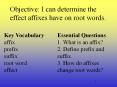 Objective: I can determine the effect affixes have on root words. PowerPoint PPT Presentation