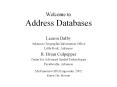 Welcome to Address Databases PowerPoint PPT Presentation