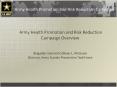 Army Health Promotion and Risk Reduction Campaign Overview  Brigadier General Colleen L. McGuire Director, Army Suicide Prevention Task Force PowerPoint PPT Presentation