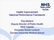 Health Improvement National Performance Framework