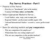 Pay Survey Practices - Part I