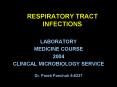 RESPIRATORY TRACT INFECTIONS PowerPoint PPT Presentation