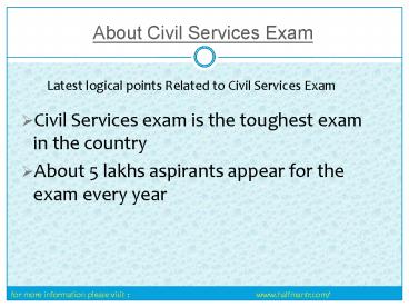 Latest logical Points Related to Civil Services