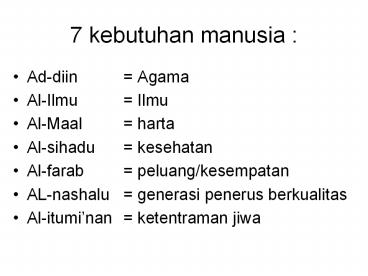 7 kebutuhan manusia :