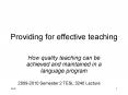 Providing for effective teaching PowerPoint PPT Presentation