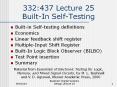 Built-in Self-testing definitions PowerPoint PPT Presentation