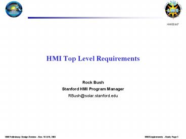 HMI Top Level Requirements