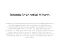 Toronto Residential Movers PowerPoint PPT Presentation