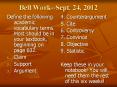Bell Work--Sept. 24, 2012 PowerPoint PPT Presentation