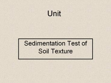 Sedimentation Test of Soil Texture