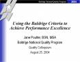 Using the Baldrige Criteria to Achieve Performance Excellence PowerPoint PPT Presentation