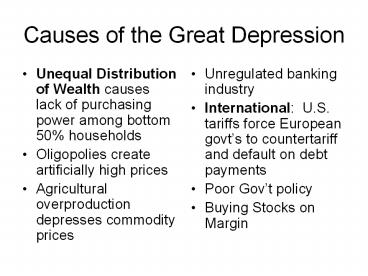 Causes of the Great Depression