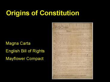 Origins of Constitution