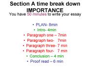 Section A time break down IMPORTANCE