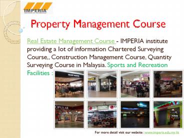 Property Management Course at Imperia institute Technology in Malaysia