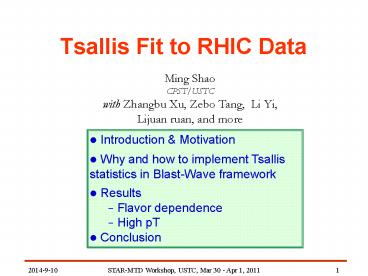 Tsallis Fit to RHIC Data
