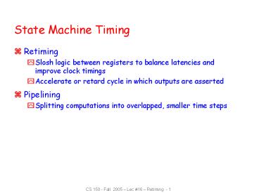 State Machine Timing