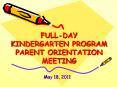 FULL-DAY KINDERGARTEN PROGRAM PARENT ORIENTATION MEETING PowerPoint PPT Presentation