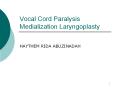Vocal Cord Paralysis Medialization Laryngoplasty PowerPoint PPT Presentation