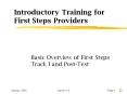 Introductory Training for First Steps Providers PowerPoint PPT Presentation