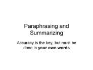 Paraphrasing and Summarizing