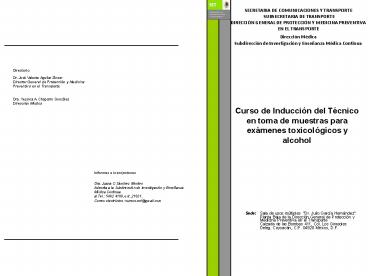 SECRETARIA DE COMUNICACIONES Y TRANSPORTE SUBSECRETARIA DE TRANSPORTE DIRECCI