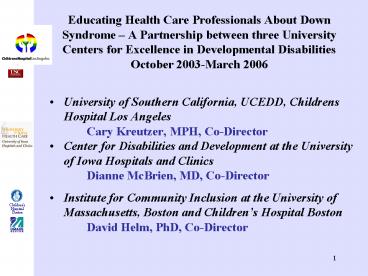 Educating Health Care Professionals About Down Syndrome 