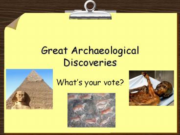 Great Archaeological Discoveries