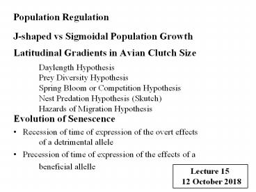 Population Regulation