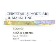 CERCETARI SI MODELARI DE MARKETING