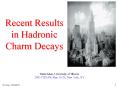 Recent Results in Hadronic Charm Decays PowerPoint PPT Presentation