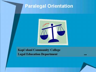 Paralegal Orientation