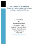 Best Practices in Developmental Education: Strengthening your Program and Improving Student Success PowerPoint PPT Presentation
