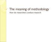 The meaning of methodology