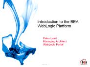 Introduction to the BEA WebLogic Platform