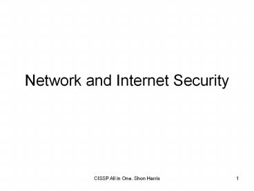 Network and Internet Security