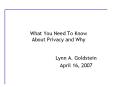 What You Need To Know About Privacy and Why PowerPoint PPT Presentation