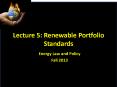 Lecture 5: Renewable Portfolio Standards PowerPoint PPT Presentation