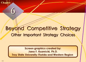 Beyond Competitive Strategy Other Important Strategy Choices