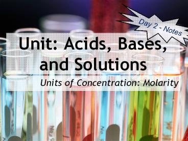 Unit: Acids, Bases, and Solutions