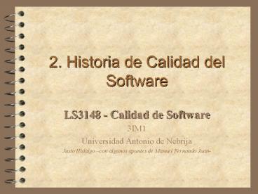 2. Historia de Calidad del Software